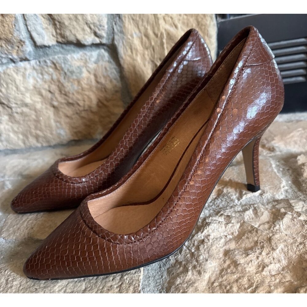 Ava & Aiden Reptile Style Leather Heels NEW Size 38 Made in Spain